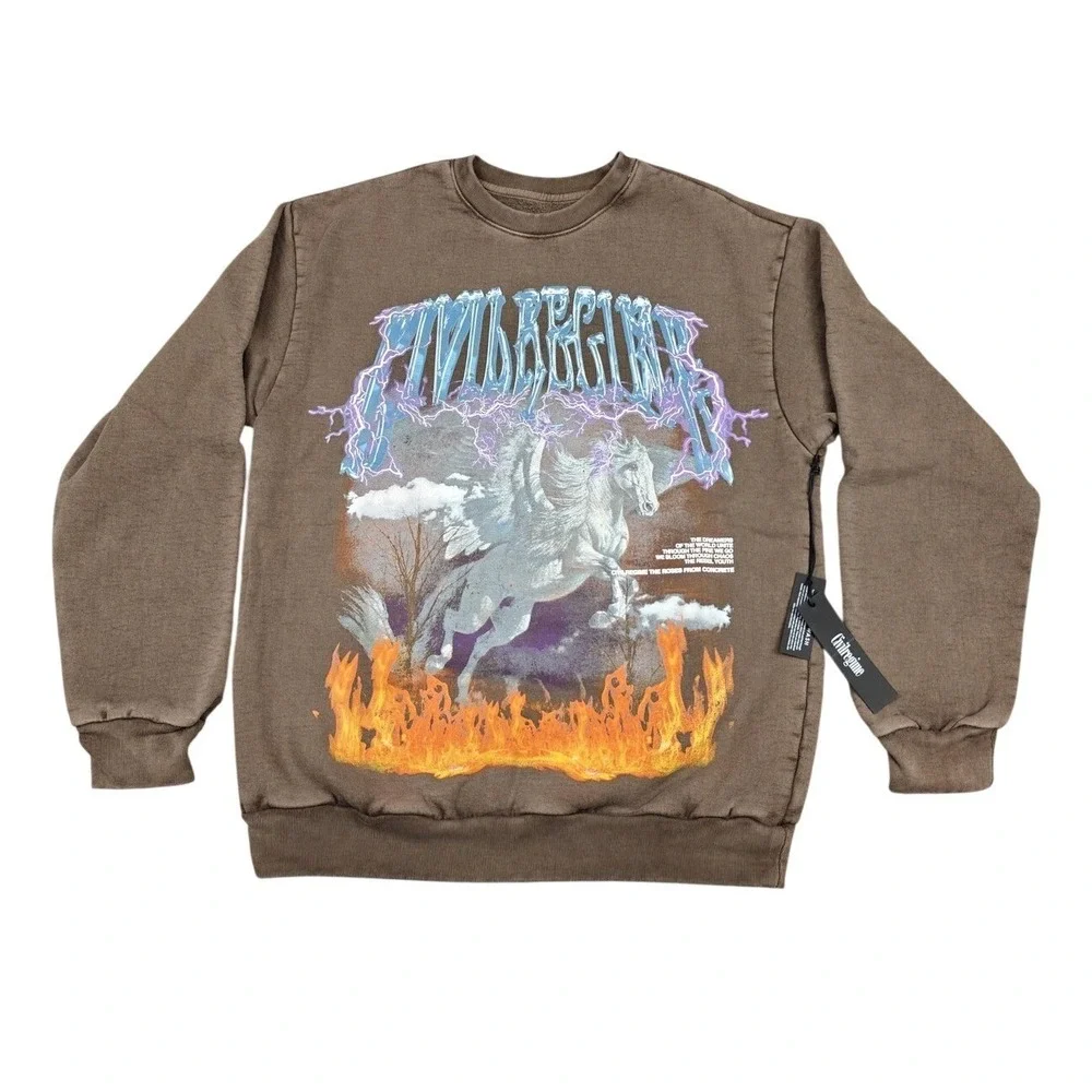 Civil Regime Over The Fire Crewneck Fleece Pigment Chocolate Pegasus Medium